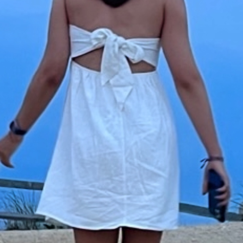 Strapless Tie-Back White Dress